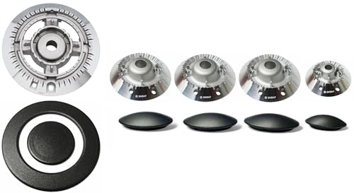 Foster - Kit 5 bruciatori Originali Sabaf completi di piattelli spartifiamma Opachi 4 fuochi + tripla corona per cucina piano cottura 5 fuochi - Made in Italy - FO06/1