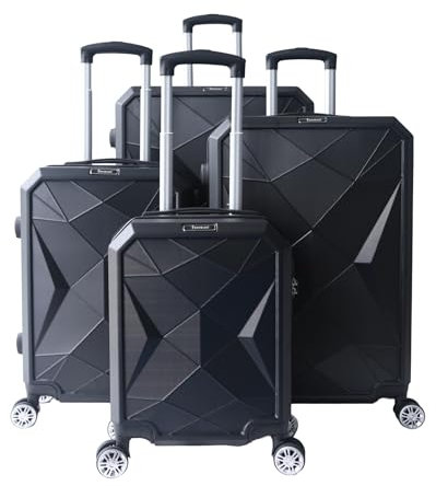 4 TLG Reisekoffer Koffer Hartschale Trolley Set Kofferset Handgepäck Gepäck Reisetasche Schwarz