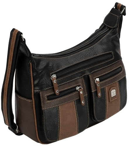 EAAKIE Damen Tasche, Schultertasche, Handtasche, Umhängetasche mit Leder Optik und vielen Fächern