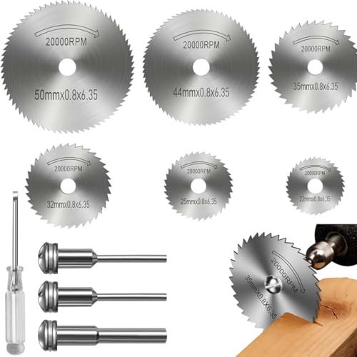 Lame Mini Scie Circulaire, Lot de 6 lames de scie rotative pour scie à disque en acier, Lame de Scie Circulaire, Disques de Coupe pour Outil Rotatif, pour Couper Bois,Plastique et Métal, argent