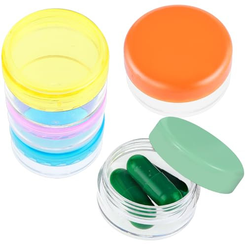 Dimeho 5 Stück Kleine Pillendose, Reise Pillenbehälter, Tragbarer Täglicher Mini-Pillendose, BPA-frei, Medikamenten-Aufbewahrungsbehälter für Handtasche