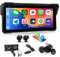 ​CAMECHO Écran Moto 8,1 Pouces HD Double Caméra AV/AR, CarPlay & Android Auto sans Fil, IP68, Bluetooth | Moniteur Universel DVR avec Réglage EQ pour Motos