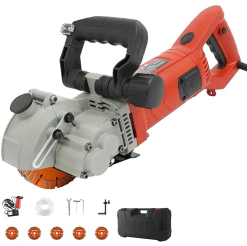 Rainureuse Murale électrique, Machine de découpe de rainures 4800 W, 6500 TR/Min, Profondeur réglable de 42 mm, Largeur de 42 mm et Double poignée 180 °, Machine à rainurer