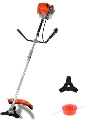 52cc Benzin-Rasentrimmer, 2,95 PS 2-Takt-Motor, 2-in-1-Benzin-Gartengerät mit 270 mm Freischneider & 280 mm Rasentrimmer, Multi-Gartengerät mit Schultergurt für schnelle Gras- und Strauchreinigung