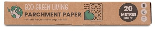Eco Green Living 30cm Wide Brown Baking Parchment Baking Paper. Unbleached Parchment Paper Non Stick Greaseproof Paper for Baking, Roasting. Fridge, Freezer & Microwave Safe, Eco Friendly 20m