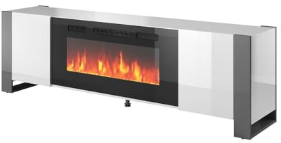 Kamin Fernsehschrank Fernsehtisch mit Elektrokamin Modern Wohnzimmermöbel Holzmaserung Design