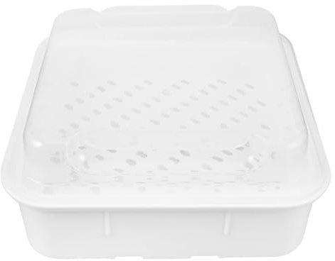 IWOWHERO Vaporera para Microondas Doble Capa de Plástico Cesta Cuadrada para Cocinar al Vapor Verduras y Panecillos Utensilio de Cocina Reutilizable y Seguro para Calentar Alimentos