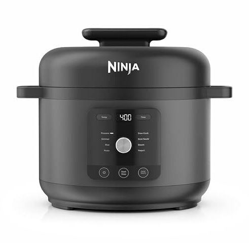Ninja HyperHeat 9-in-1 Pressure Cooker, Slow Cooker, Black PC201UK | Includes Steam Rack and Removeable Dishwasher Safe 6L Cooking Pot, Make Yoghurt, Rice and more