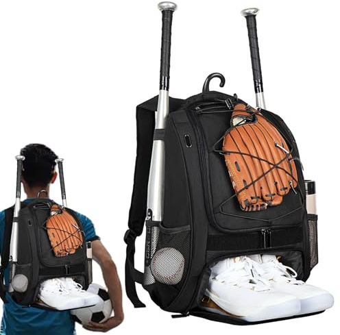 Borsa softball, zaino da baseball, zaino da baseball, zaino da baseball per ragazzi e adulti, con scomparto per scarpe – zaino da baseball per ragazzi e adulti, caschi