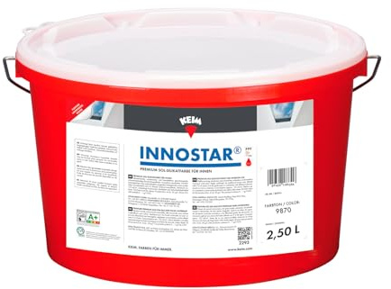 Keim Innostar Premium Sol-Silikatfarbe Innen – Ultradeckend, Hochergiebig, Wohngesund, Nassabriebklasse 1, Weißton 9870 (ca. RAL 9010) altweis, 2,5 Liter