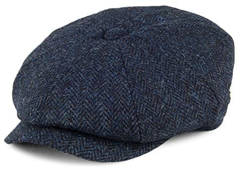 Jaxon & James Skye Harris Tweed Ballonmütze - Blau-Schwarz - XXL