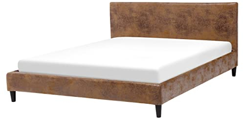 Beliani Modernes Doppelbett Abnehmbarer Polsterbezug 160 x 200 cm Lederoptik braun Fitou