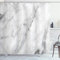ABAKUHAUS Marmor Duschvorhang, Granit Oberfläche Motiv, Stoffliches Gewebe Badezimmerdekorationsset mit Haken, 175 x 200 cm, Grau Staub Weiß