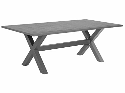 Beliani Gartentisch Aluminium grau rechteckig 200 x 105 cm X-Beine modern Cascais