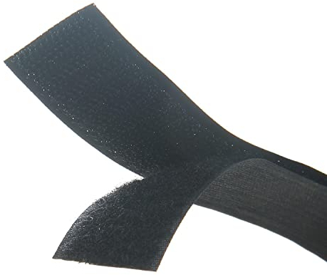Black Sew On Hook and Loop Tape Set with Non-Adhesive Back Nylon Fabric Fastener 1.6cm-1m