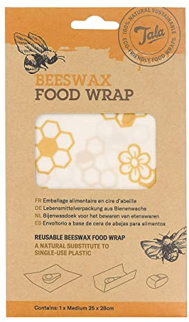 Tala Reusable Beeswax Food Wraps, Honeycomb Patterned Design, Measuring 25 cm x 28 cm
