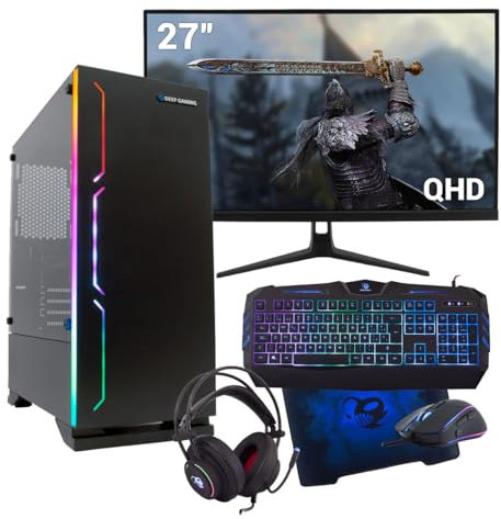 PC Completo • DeepGaming • Intel Core i5-11400F • 16Gb RAM DDR4 • Nvidia GTX 1650 4GB • 1tb m.2 SSD • FDOS • WiFi • Monitor 27 QHD con HDR • Teclado, Auriculares, Ratón y Alfombrilla