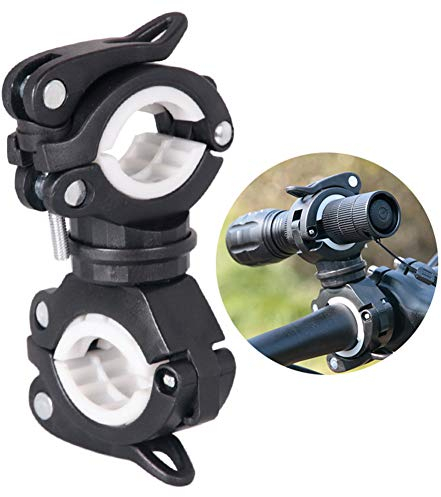 ZOOENIE Fahrrad Licht Halterung Halter, Anti-Rutsch Vielseitige Universal 360 Grad rotierenden, Radfahren Lenkerhalterung LED Taschenlampe Clamp Clip Lenkerklemmung Lampenhalter (Schwarz+Weiß)