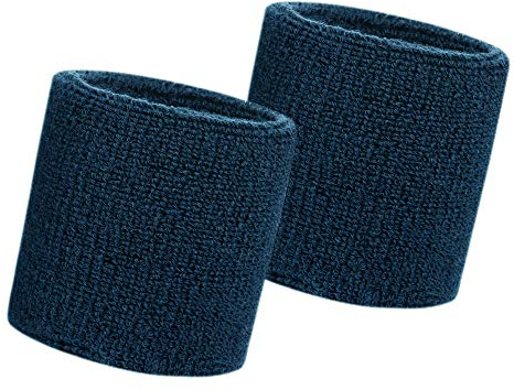 HANERDUN Schweißband Handgelenk schweissband Herren Damen Absorbierende Schweißbänder Arm für Sport Laufen Fahrrad Joggen Fußball Tennis Marineblau(2 STK)-UK