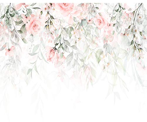 decomonkey Fototapete Blumen Rose 350x256 cm XL Tapete Fototapeten Vlies Tapeten Vliestapete Wandtapete moderne Wandbild Wand Schlafzimmer Wohnzimmer Pflanzen Natur