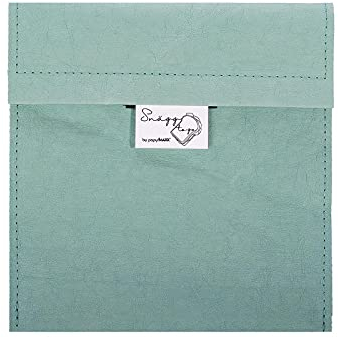 Kontor28-Snackbeutel SNÄGG, nachhaltiger Sandwichhalter mit Isolierfolie, Lunch Bag für Büro Brotzeit. Material papyr®= waschbar, veganes Leder. Handgefertigt in Bayern mint türkis