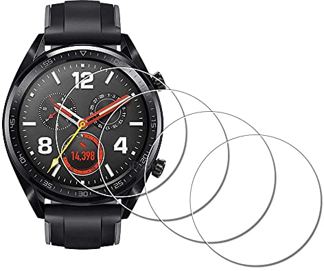 iDaPro [4Pcs para Protector de pantalla Huawei Watch GT Active/Sport,vidrio templado,Dureza 9H,Antiarañazos,Antiburbujas,Antihuellas,Ultra delgado,Fácil instalación