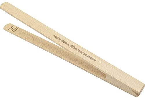 GRUSS & CO Grillzange Motiv Regeln| Holzgrillzange, Grillzange aus Buchenholz, 30 cm, mit eingebranntem Motiv | Geschenk Küche, Grillen, Männergeschenk | 47819