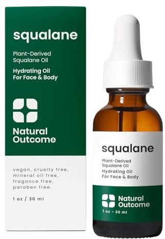 natural outcome Pure Squalane Oil l 100% Plant Derived Squalane Oil for Face, Body, Hair & Lips I Weightless Moisturizing Oil Firms Skin, Reduces Fine Lines & Enhances Skin Elasticity I 1 oz