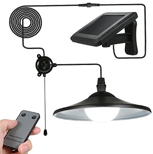 Kavolet Solarlampen für Außen mit Fernbedienung, Solar Hängelampe, Schuppen-Licht, Lampe mit solarpanel, 3W 4 LED 250lm Solar Hängende Lampe/Solarleuchten für Garten-Yard-Patio-Balkon-Hauptlandschaft