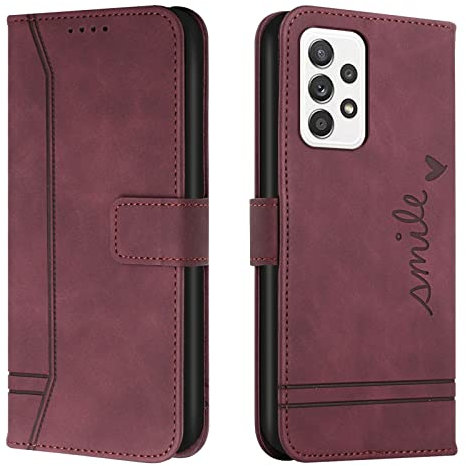 Lihondar Kompatibel mit Samsung Galaxy A53 5G Hülle, Handyhülle Samsung A53 5G, A53 5G Leder Klappbar Schutzhülle Tasche Wallet Brieftasche Cover Flip Case für Samsung A53 5G Klapphülle (Rot)