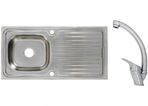 Edelstahleinbauspüle Edelstahlspüle Spüle 100 x 50 cm Küchenspüle Einbauspüle Waschbecken inklusive Mega Armatur