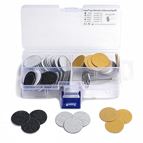 150 discos de lija y 1 broca de metal, vástago 3/32 reemplazable pedicura disco de lija para eliminación de callos de piel muerta, herramientas eléctricas de lima de pie