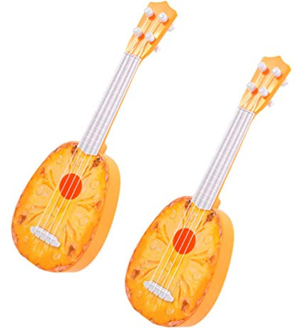 NUOBESTY 2Pcs Fruit Ukuleles Kinder Ananas Form Ukulele Spielzeug Mini- Gitarren Musikinstrument Spielzeug Mini Ananas Ukulele Frühes Bildungsspielzeug für Kinder ( Gelb )
