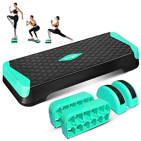 Yes4All Stepper d'aérobic multifonction, jambes demi-rondes, 10,2 cm, 15,2 cm, plateforme d'aérobic réglable pour l'entraînement, les exercices d'équilibre et d'équilibre