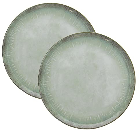Juego de 2 platos llanos para pizza verdes de porcelana de Ø 33 cm - LOLAhome