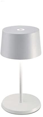 Zafferano, Olivia Mini Lampe, Tragbare und Wiederaufladbare Tischlampe mit Touch Control, Geeignet für Wohnzimmer und Außenbereich, Dimmer, 2700-3000 K, Höhe 22 cm, Farbe Weiß
