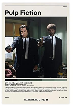 FUKITT Pulp Fiction Poster, Quentin Tarantino, Vintage-Poster, Leinwand-Poster, Schlafzimmer-Dekor, Sportlandschaft, Büro, Raumdekoration, Geschenk, ungerahmt, 30 x 45 cm
