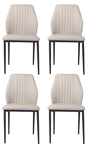 jiexi Moderne Esszimmerstühle mit metallischen Beinen und PU-Leder 4er-Set, Zeitloser Esszimmerstühle für Restaurant, Wohnzimmer und Wartezimmer, Elegante Mittelalter-Stil (Weiß)