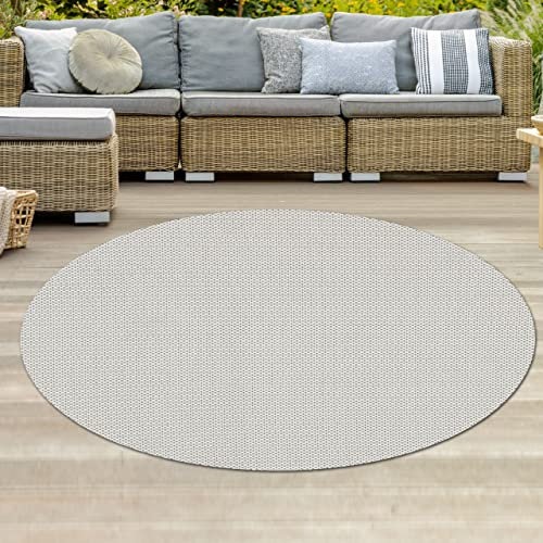 Teppich-Traum Klassischer Teppich für drinnen & draußen | Allround Talent | schlicht in Creme, 160 cm Rund