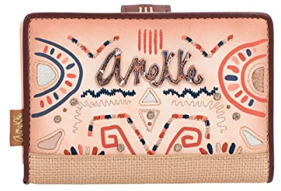 Anekke - Geldbörse für Damen, mittelgroß, RFID-Schutz, Brieftasche aus Kunstleder mit Reißverschluss, Zubehör für Damen, 14 x 10 x 2 cm, bunt