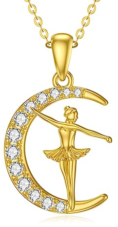 Molioaki Halskette Damen Gold 9K (375) Kette Damen Gold Mond Mädchen Anhänger Länge 45-50 cm Golden Choker Geschenke für Freundin