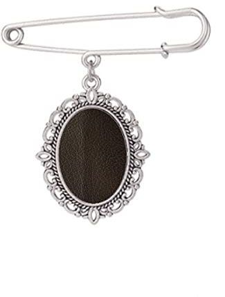 Broche en cuir noir pour robe chemise châle, M