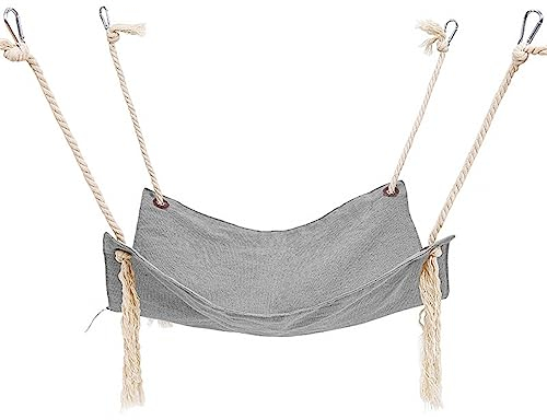 DONGKER Cat Cage Hammock, Double Sided Pet Swing Hanging Nest,Cotton Linen Breathable with 4 Hooks for Less Than 7Kg/15 Lbs Cats Kittens Rabbits Ferrets Chinchillas