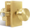 HIEMEY Privacy Gold Door Knob Interior, Satin Brass Door Knobs with Lock, Modern Round Door Handles for Bedroom Bathroom,Rectangle Rosette