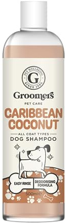 Groomers Professional Dog Shampoo Caribbean Coconut 500ml - pH Balanced and Paraben-Free - Quick Wash & Easy Rinse - Gentle Formula Suitable For Any Coat Type - Vegan-Friendly - Made in the UK