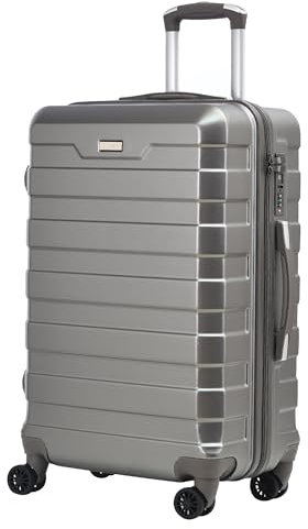 CMY Suitcase Large Lightweight Hard Shell ABS Large Suitcase 4 Dual Spinner Wheels Hold Check in Luggage 3 Digit TSA Combination Lock (Dark Grey)