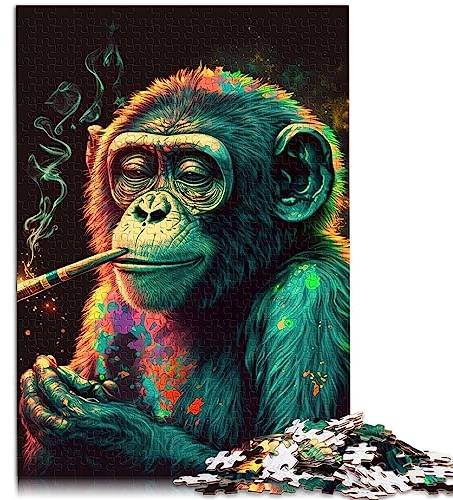 Puzzle für Erwachsene, Marihuana-AFFE, 1000 Teile, Holzpuzzle, geeignet für Erwachsene und Kinder ab 12 Jahren, Relax-Puzzlespiele, Größe: 50x75 cm