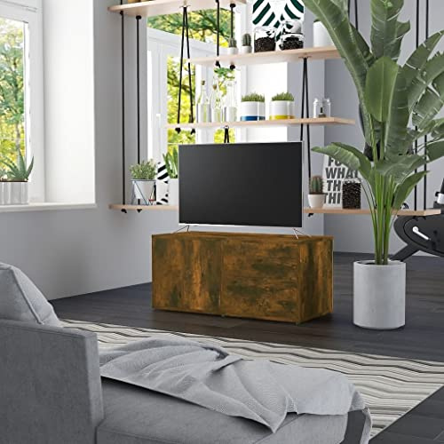 ZQQLVOO Console multimédia TV, salle de jeux, chambre à coucher, meuble TV, console en chêne fumé, 80 x 34 x 36 cm, matériau dérivé du bois, convient pour le salon, la chambre à coucher