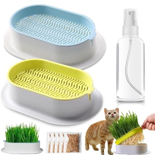 TYXJJ-BF Semi erba gatta Kit, 2 Erba Gatta Vaso Germinante Kit Erba Gatta Semi, Vaso, per Gatti Stimolante e Digestiva, Adatto a Tutti i Gatti(Semi - 10-15Cm)