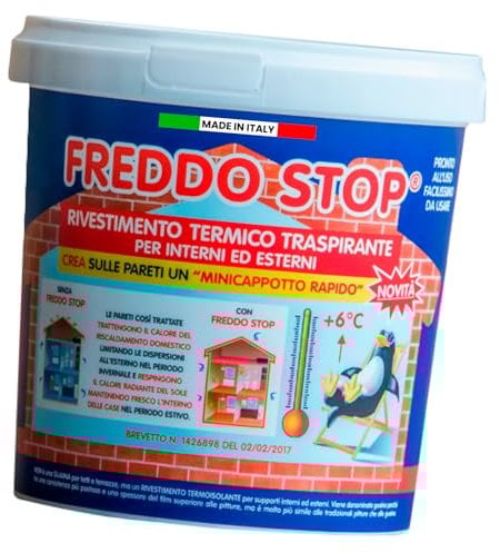 Eurocali Freddo Stop Tecnostuk lt.1 Rivestimento Termico Traspirante per Interni ed Esterni Made in Italy - Termoisolante per Muri Molto Freddi Freddostop